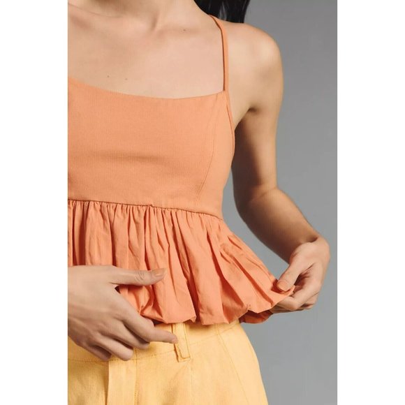 Maeve Anthropologie Ruffled Bubble-Hem Cropped Cami Tank Top Babydoll 2X - Picture 2 of 8